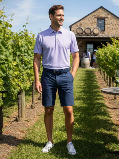 Vineyard Polo lavender short-sleeve polo shirt by White Water Life on Tampa Home & Garden Store