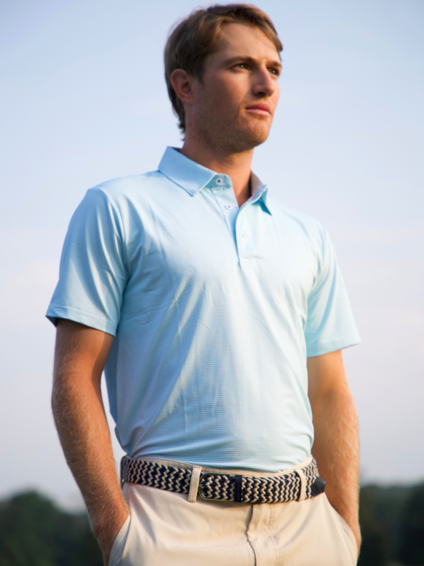 Vineyard Polo shirt in light blue short-sleeve by White Water Life on Tampa Home & Garden Store