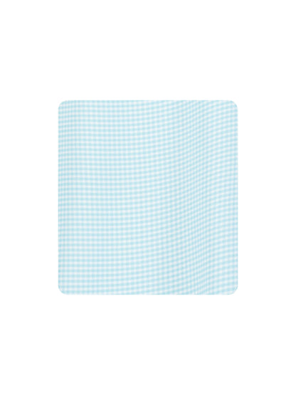 Vineyard Polo fabric swatch in light blue gingham with rounded corners on Tampa Home & Garden Store