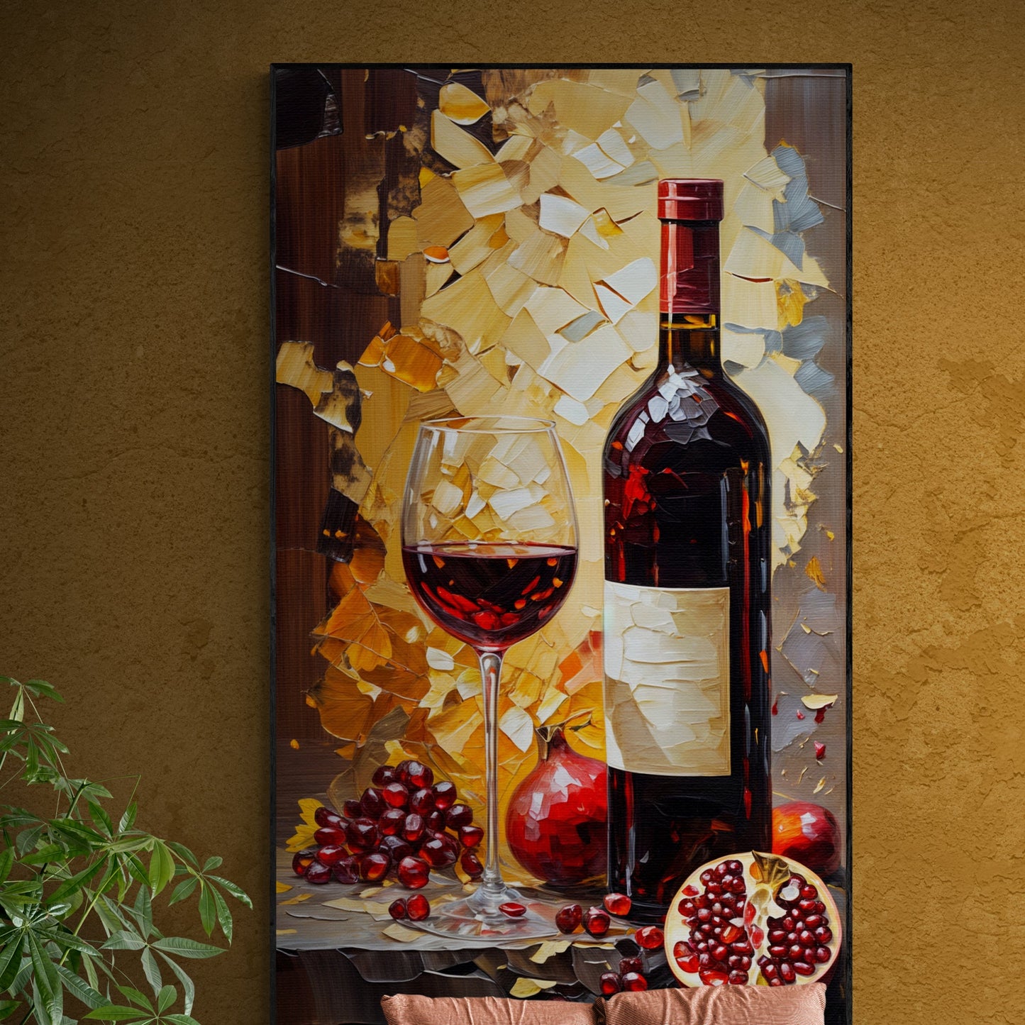 Canvas Print Vinous Harvest by Tailored Canvases with wine bottle and glasses, grapes on Tampa Home & Garden Store