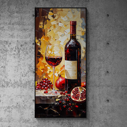 Canvas print Vinous Harvest by Tailored Canvases featuring wine bottle, glass and grapes on Tampa Home & Garden Store