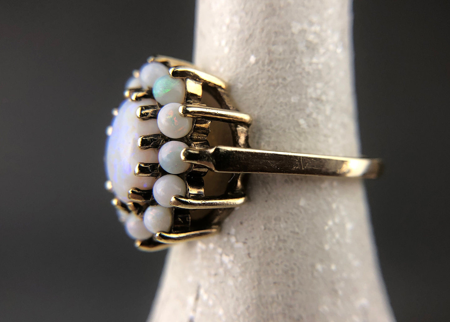 Vintage 10k Gold Cluster Ring with 13 Opal Stones. - Tampa Home & Garden Store