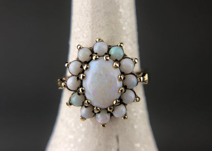Vintage 10k Gold Cluster Ring with 13 Opal Stones. - Tampa Home & Garden Store
