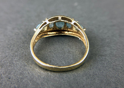 Vintage 10k Gold Ring with 5 Blue Topaz Stones - Tampa Home & Garden Store