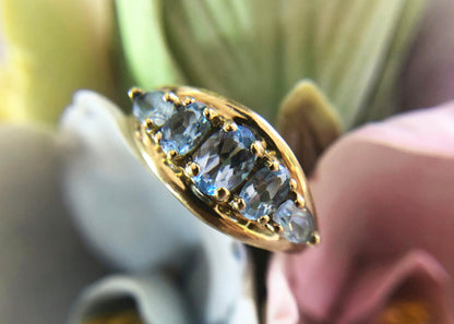 Vintage 10k Gold Ring with 5 Blue Topaz Stones - Tampa Home & Garden Store