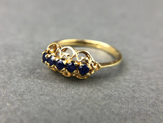 Vintage 14k Gold Sapphire Filigree Ring. Elegant Ring / Gift for Her. - Tampa Home & Garden Store