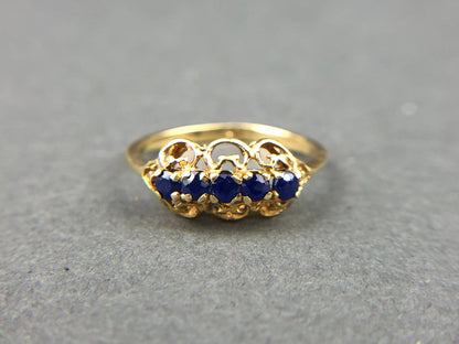 Vintage 14k Gold Sapphire Filigree Ring. Elegant Ring / Gift for Her. - Tampa Home & Garden Store