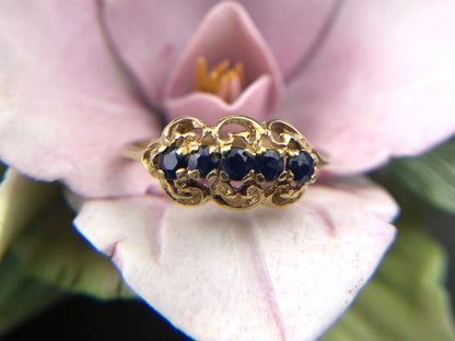 Vintage 14k Gold Sapphire Filigree Ring. Elegant Ring / Gift for Her. - Tampa Home & Garden Store