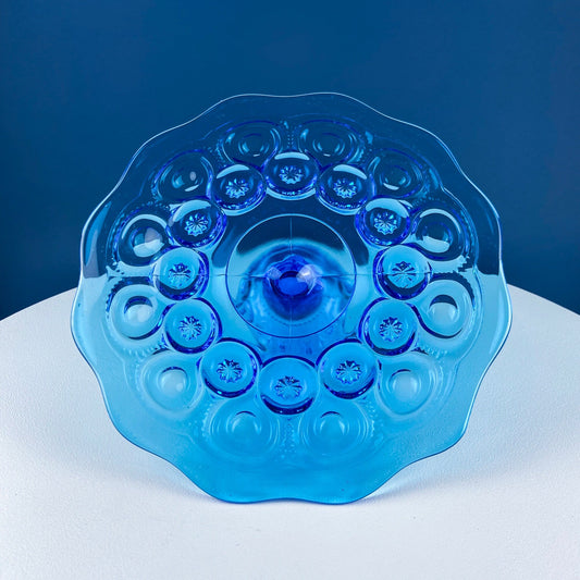 Vintage Aqua Blue Glass Footed Serving Bowl. LE Smith Moon and Stars Glass Bowl with Scalloped  Edge. Fruit Bowl. Dining Room Decor. - Tampa Home & Garden Store