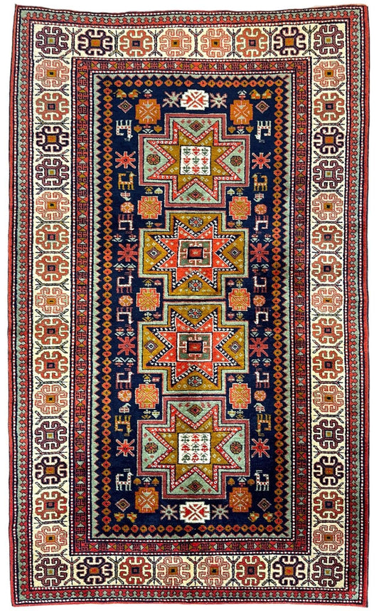Vintage Armenian Karabakh/Artsakh Wool Rug | 1960s Hand-Knotted 4x7 - Tampa Home & Garden Store