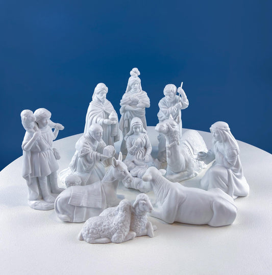 Vintage, Avon Nativity Set. White Bisque Porcelain Figurines. Set of 12 Statuettes. Modern Minimal Look. Highly Collectible. Christmas Decor - Tampa Home & Garden Store