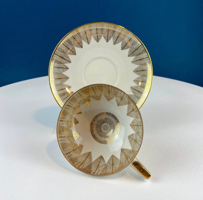 Vintage Bavarian Porcelain Tea Trio: Gold Modern Motif Collectible Set - Tampa Home & Garden Store