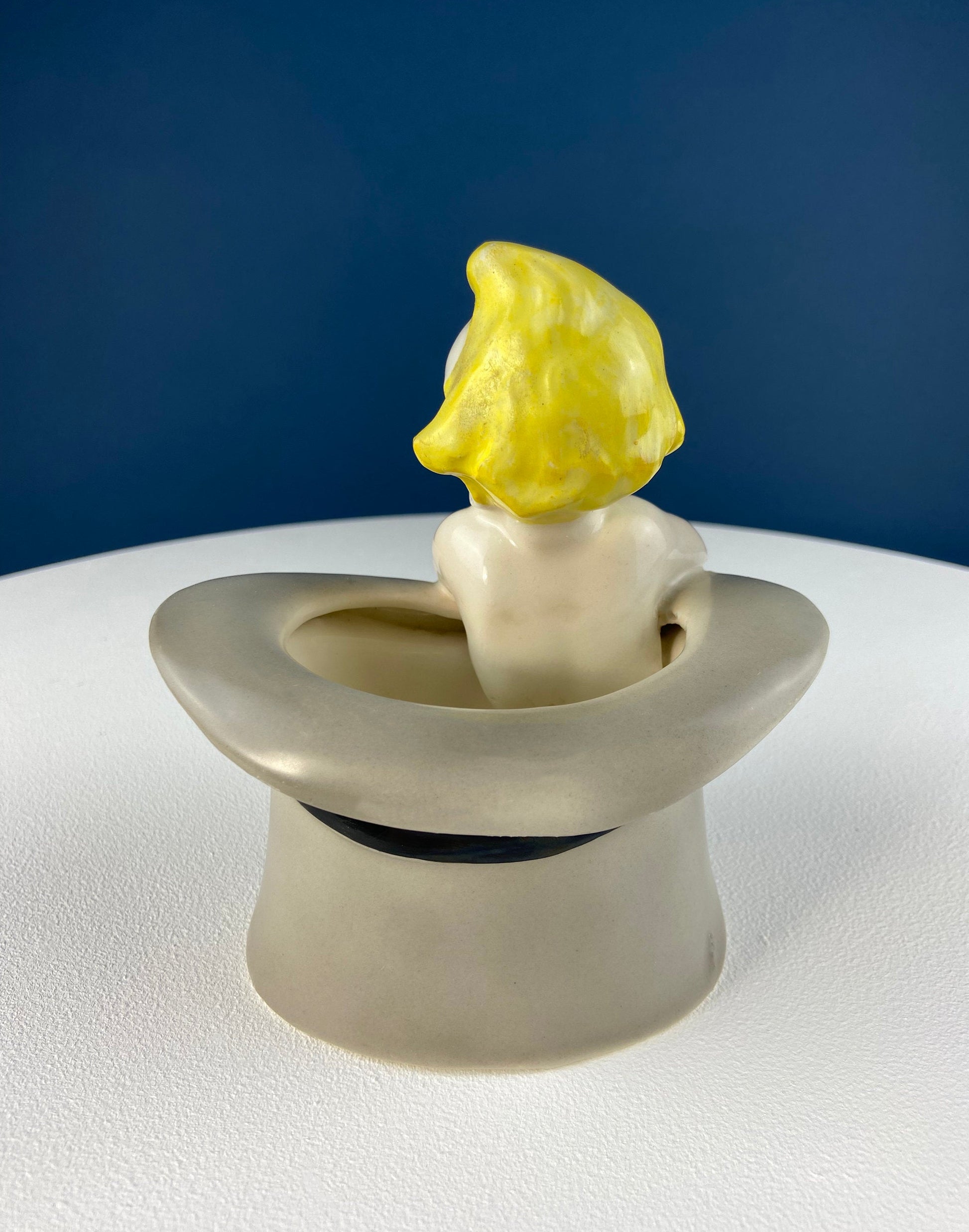 Vintage Blonde Baby Figurine in Top Hat: Royal Crown Planter, Vanity Tray - Tampa Home & Garden Store