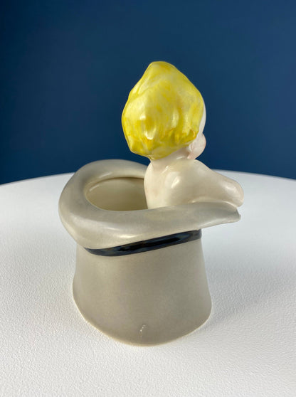 Vintage Blonde Baby Figurine in Top Hat: Royal Crown Planter, Vanity Tray - Tampa Home & Garden Store