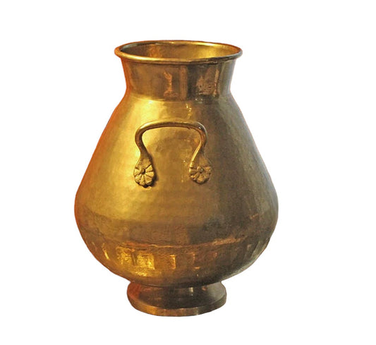 Vintage Brass Urn Vase with Handles. Solid Brass Tall Vase Hand Crafted in India. Simple  Design. Home Decoration.  Large Brass Container. - Tampa Home & Garden Store