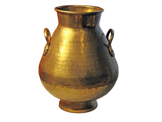 Vintage Brass Urn Vase with Handles. Solid Brass Tall Vase Hand Crafted in India. Simple  Design. Home Decoration.  Large Brass Container. - Tampa Home & Garden Store