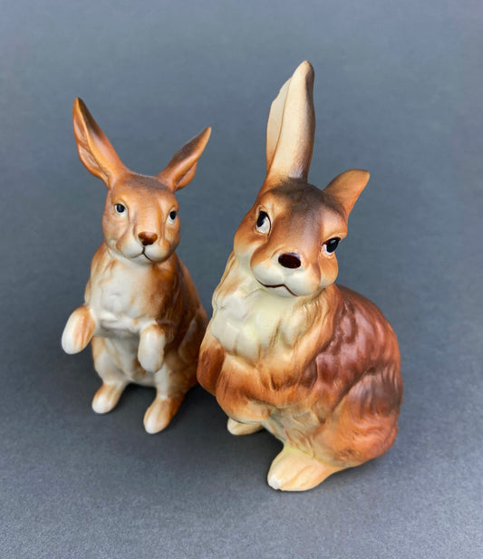 Vintage Bunny Figurines. Pair of Hand Painted Porcelain Rabbits. Spring and Easter Celebration. Collectible Figurines. - Tampa Home & Garden Store