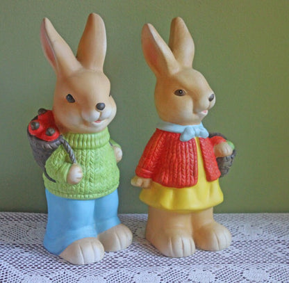 Vintage Bunny Figurines. Pair of Hand Painted Porcelain Rabbits. Spring and Easter Celebration. Collectible Figurines. - Tampa Home & Garden Store