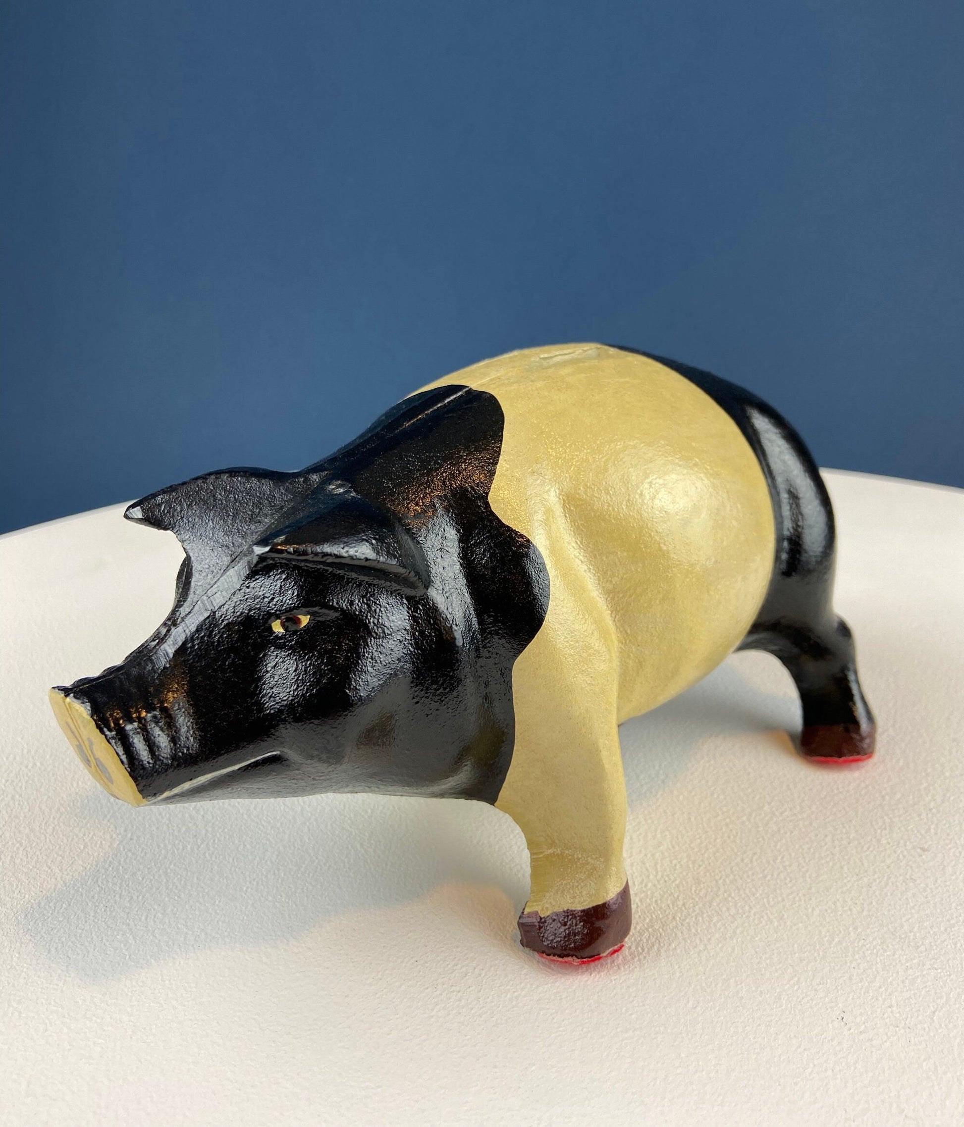 Vintage Cast Iron Piggy Bank. Black/White Metal Pig for Collecting Coins. Collectible Animal Shape Bank. Gift for Kids, Grandkids, Students - Tampa Home & Garden Store