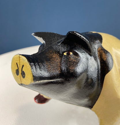 Vintage Cast Iron Piggy Bank. Black/White Metal Pig for Collecting Coins. Collectible Animal Shape Bank. Gift for Kids, Grandkids, Students - Tampa Home & Garden Store