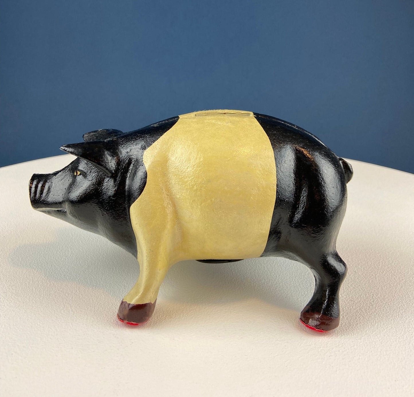 Vintage Cast Iron Piggy Bank. Black/White Metal Pig for Collecting Coins. Collectible Animal Shape Bank. Gift for Kids, Grandkids, Students - Tampa Home & Garden Store