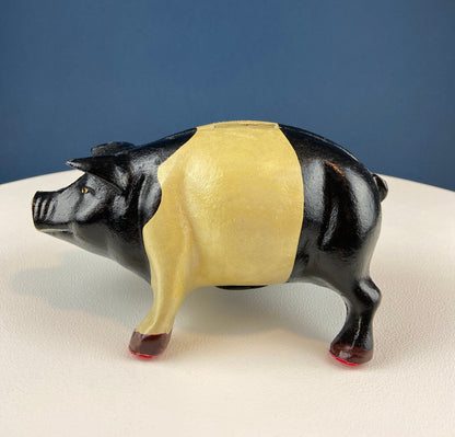 Vintage Cast Iron Piggy Bank. Black/White Metal Pig for Collecting Coins. Collectible Animal Shape Bank. Gift for Kids, Grandkids, Students - Tampa Home & Garden Store