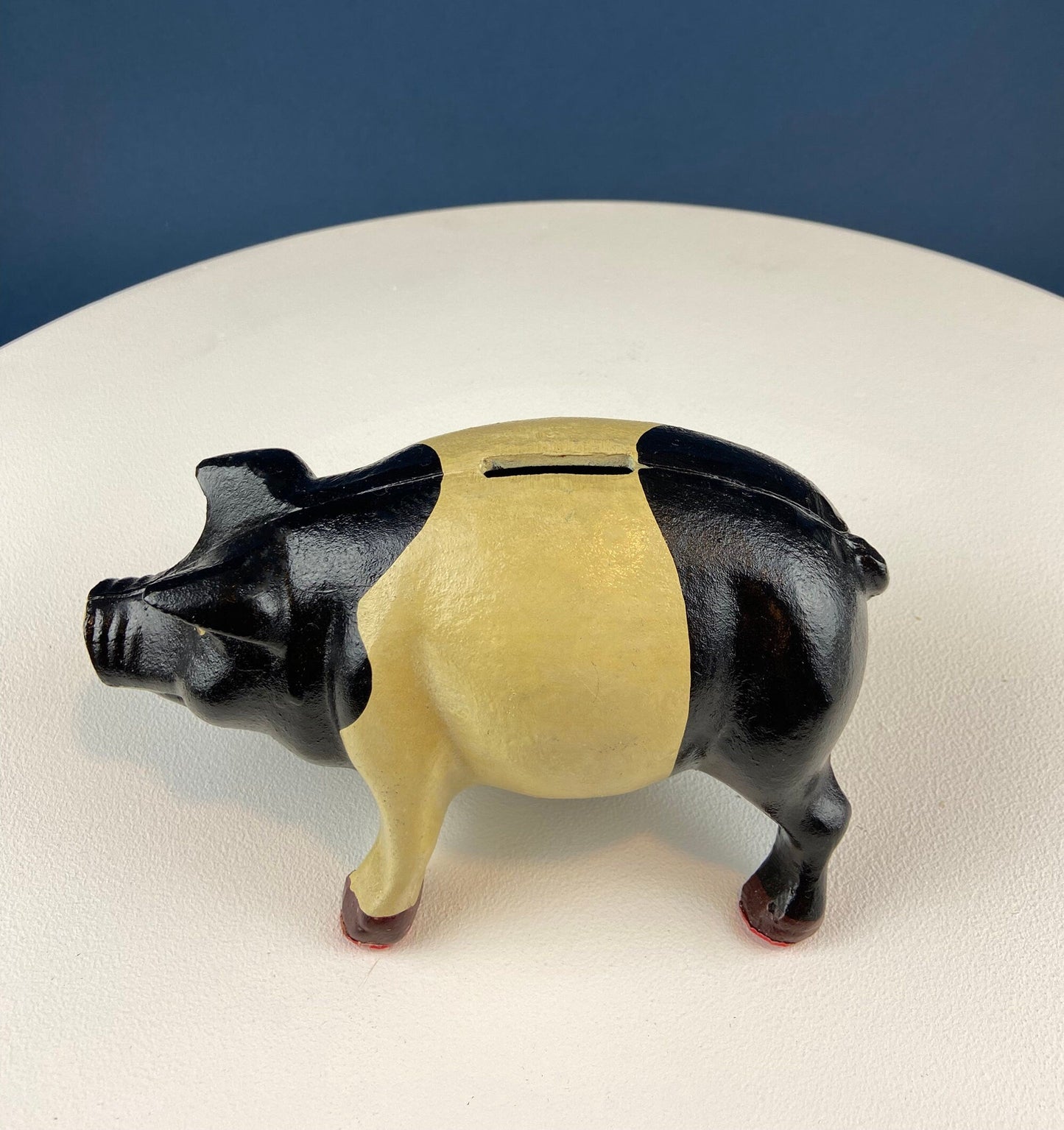 Vintage Cast Iron Piggy Bank. Black/White Metal Pig for Collecting Coins. Collectible Animal Shape Bank. Gift for Kids, Grandkids, Students - Tampa Home & Garden Store