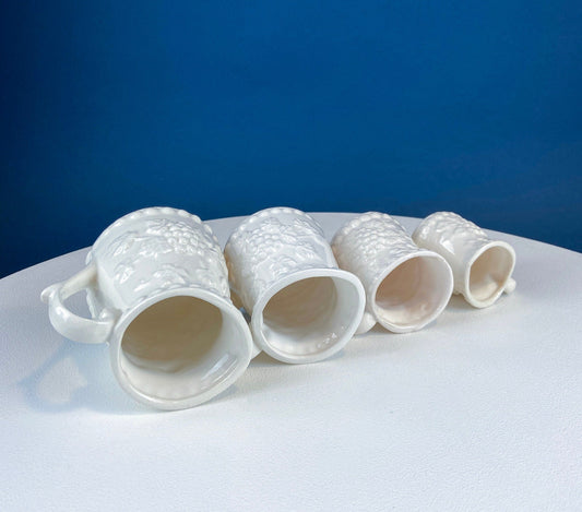 Vintage Ceramic Measuring Cups. Set of 4, White with 3-D Grapes & Vines. Small Pitchers: 1, 1/2, 1/4 and 1/8 Cups. Dining Kitchen Decor. - Tampa Home & Garden Store
