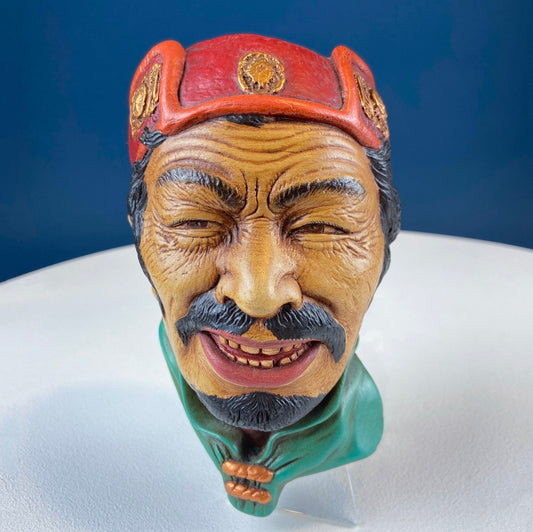 Vintage Chalkware Head of Smilling Asian Man in Red Hat. Life Like Caricature of Coolio. Ethnic Wall Hanging/Wall Art. Collectible Bus - Tampa Home & Garden Store