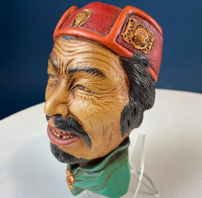 Vintage Chalkware Head of Smilling Asian Man in Red Hat. Life Like Caricature of Coolio. Ethnic Wall Hanging/Wall Art. Collectible Bus - Tampa Home & Garden Store