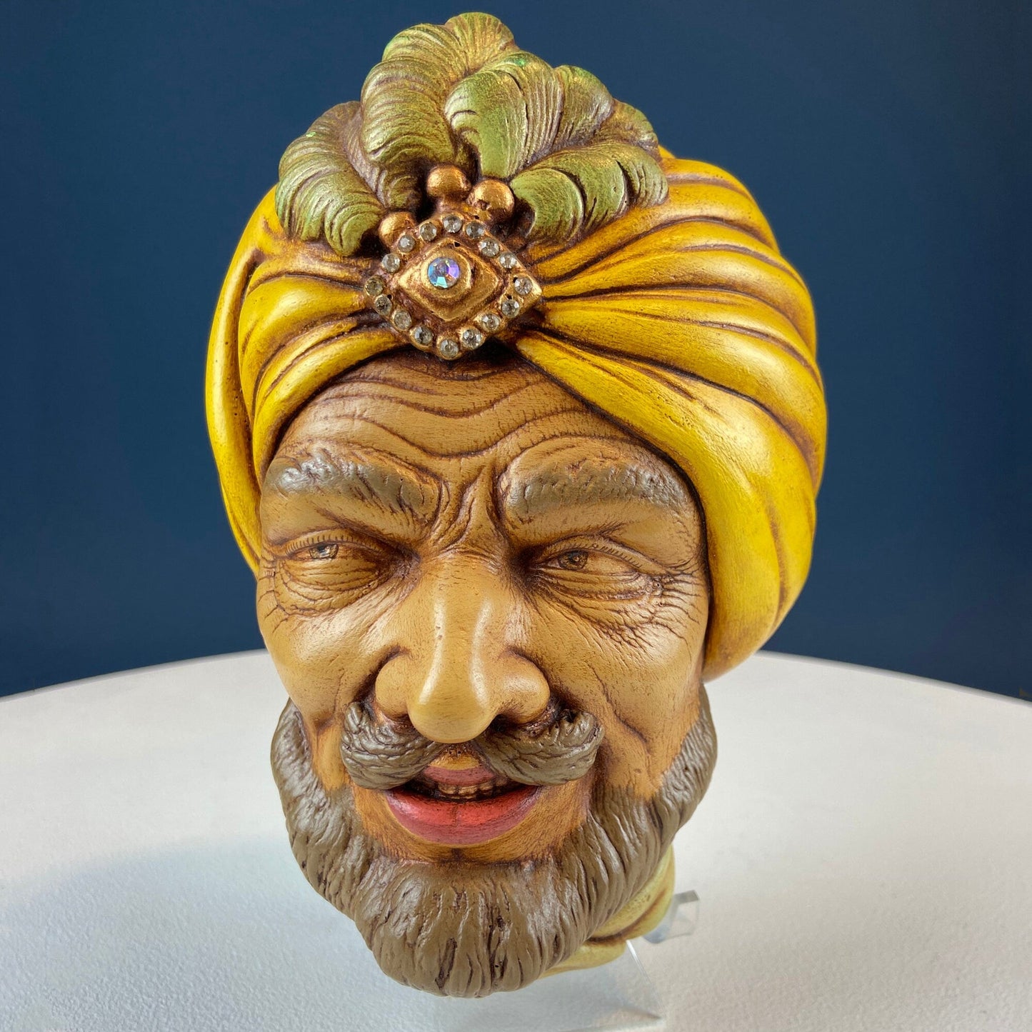 Vintage Chalkware Head of Smilling Asian Man in Red Hat. Life Like Caricature of Coolio. Ethnic Wall Hanging/Wall Art. Collectible Bus - Tampa Home & Garden Store