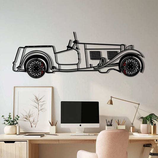 Vintage Classic Car Metal Wall Art with Rotating Wheels - Antique Roadster Silhouette Decor - Interactive Automotive Wall Art - KAFMEKA117 - Tampa Home & Garden Store