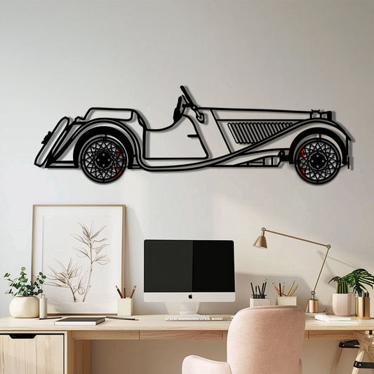 Vintage Classic Roadster Metal Car Wall Art with Rotating Wheels - Antique Car Silhouette Decor - Interactive Retro Automotive Art - KAFMEKA118 - Tampa Home & Garden Store