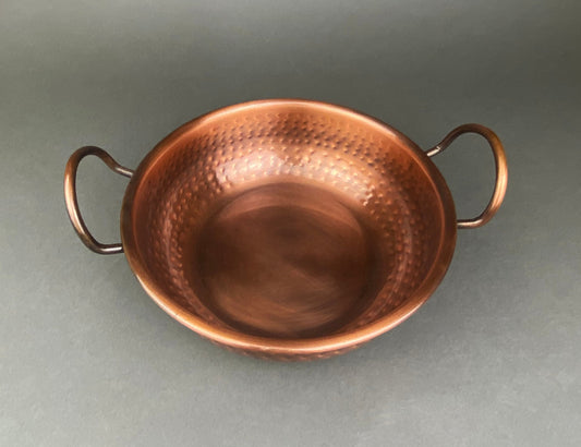 Vintage, Copper, Hand Hammered Bowl with Handles.  Hand Pounded Serving Dish.  Rustic Kitchen Decor.  Gift for Him or Her. - Tampa Home & Garden Store