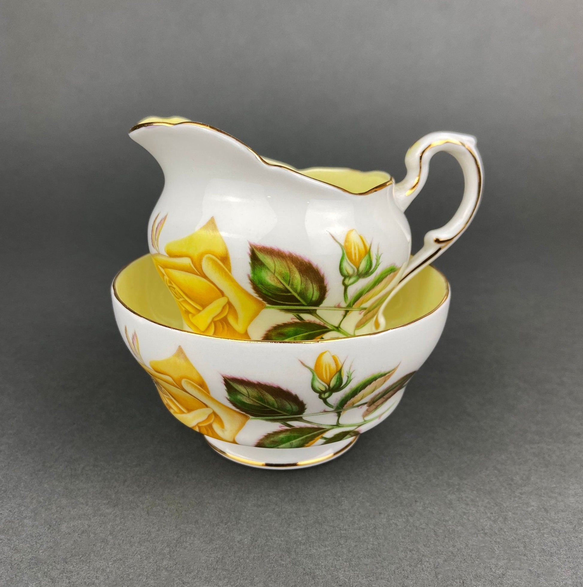 Vintage Creamer and Sugar Bowl with Lid.  Paragon Fine Bone China. By Appointment to Her Majesty The Queen Potters. Made in England. - Tampa Home & Garden Store