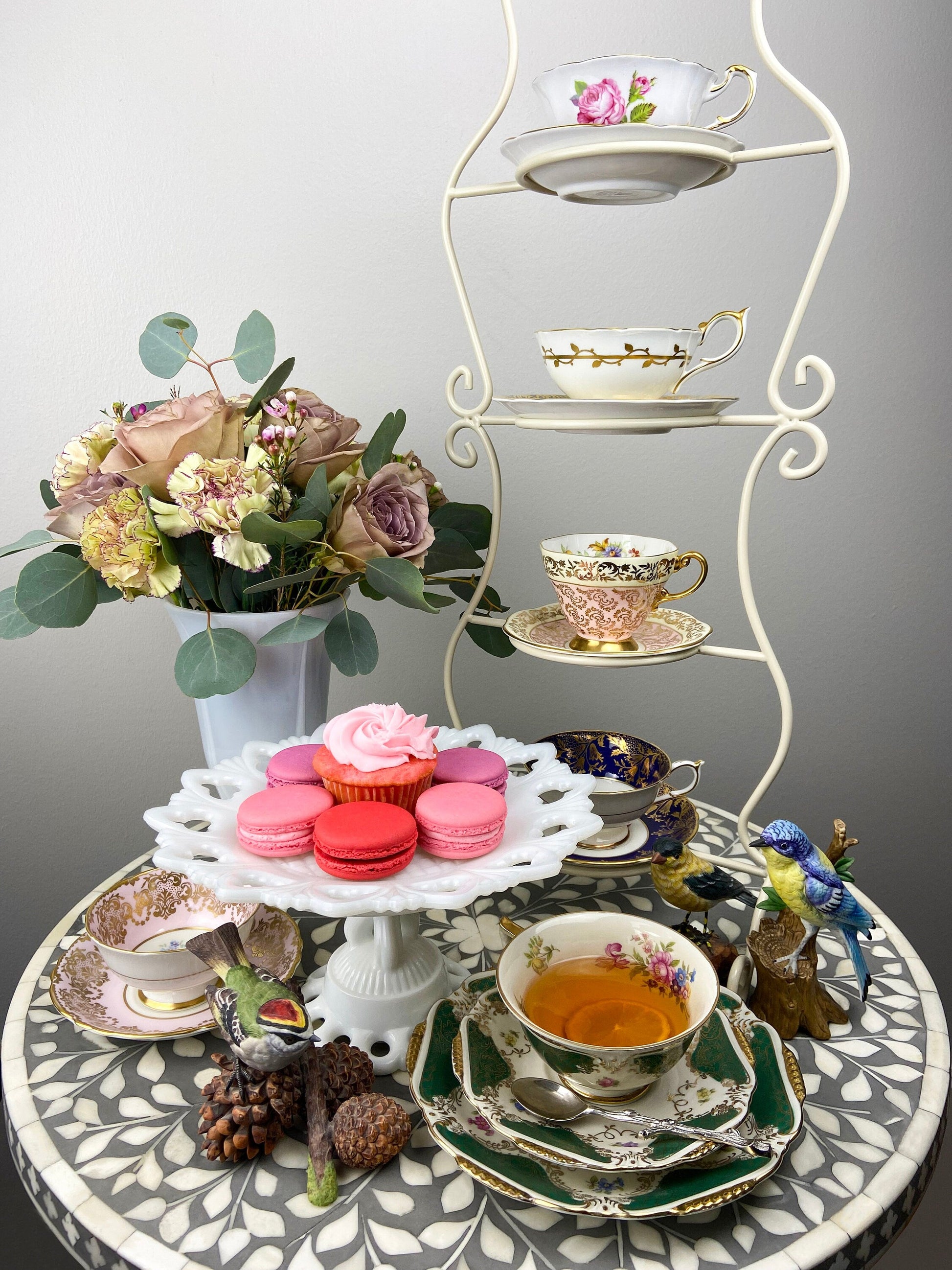 Vintage Cup and Saucer by Staffordshire, England. Hand Painted Tea Set Signed by Artist. - Tampa Home & Garden Store