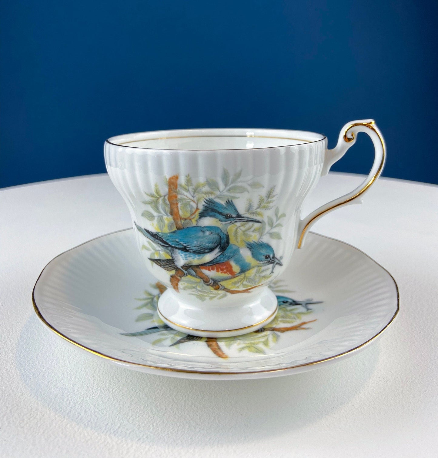 Vintage Cup and Saucer with Yellow Birds. Queens's Fine Bone China. Birds of America. Pair of Finches. Gift of Love. Modern Farmhouse. - Tampa Home & Garden Store