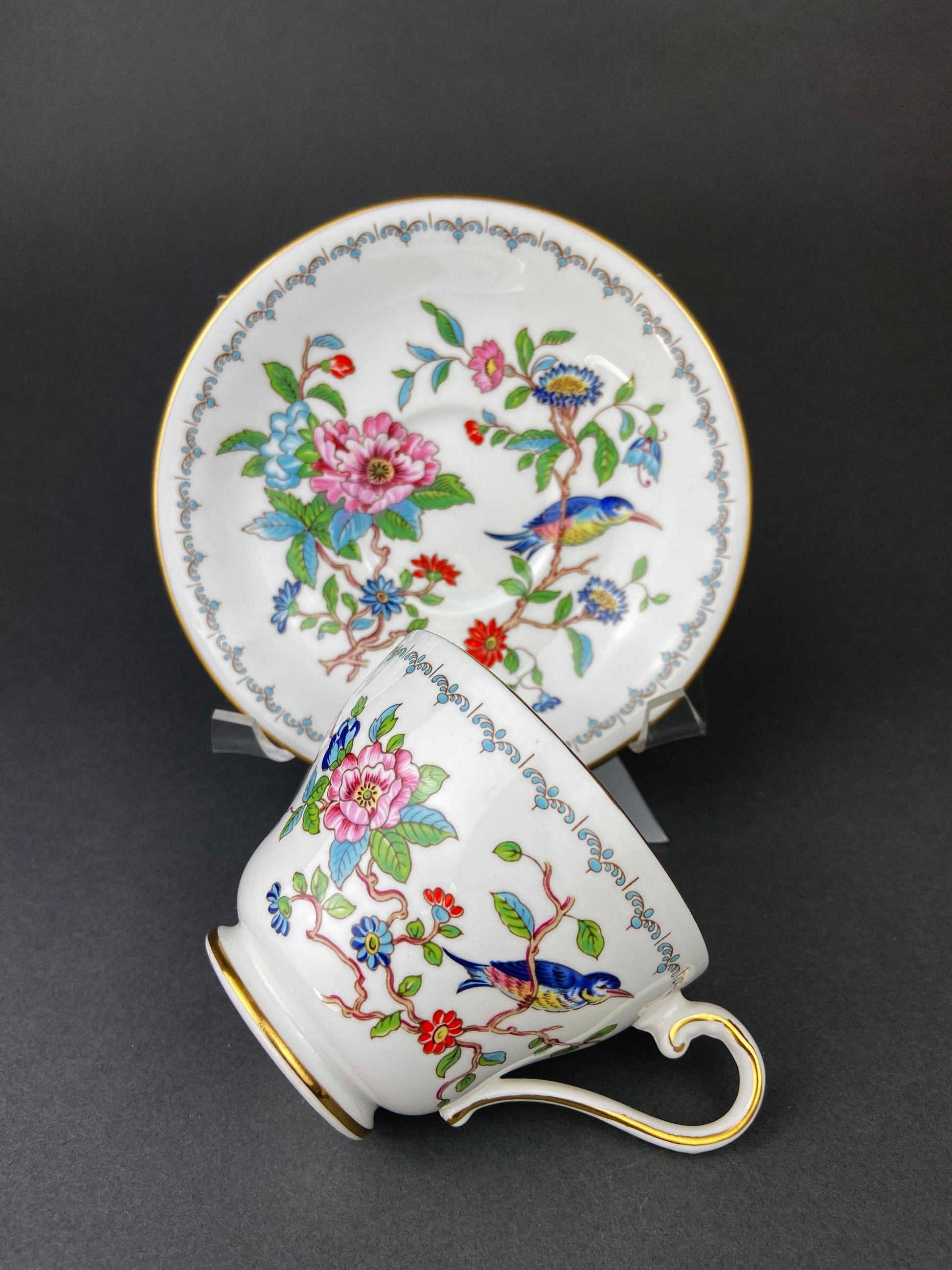 Vintage Cup and Saucer with Yellow Birds. Queens's Fine Bone China. Birds of America. Pair of Finches. Gift of Love. Modern Farmhouse. - Tampa Home & Garden Store