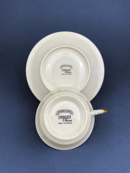 Vintage Cups and Saucers by Syracuse China. Governor Clinton Pattern.  Set of 5 Tea Cups Made in USA. - Tampa Home & Garden Store