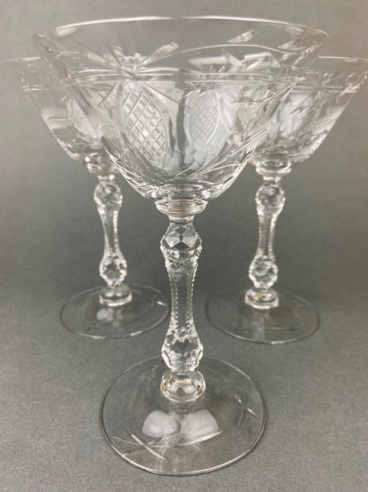 Vintage Cut Crystal Champagne Glasses.   Set of 6 Vintage Glasses. Fine Stemware. - Tampa Home & Garden Store