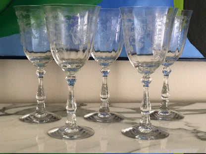 Vintage Cut Crystal Champagne Glasses.   Set of 9 Vintage Glasses with Daisy Motif.  Fine Stemware. - Tampa Home & Garden Store