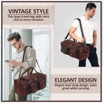 Vintage Dark Brown Traveller Duffle Bag - Tampa Home & Garden Store