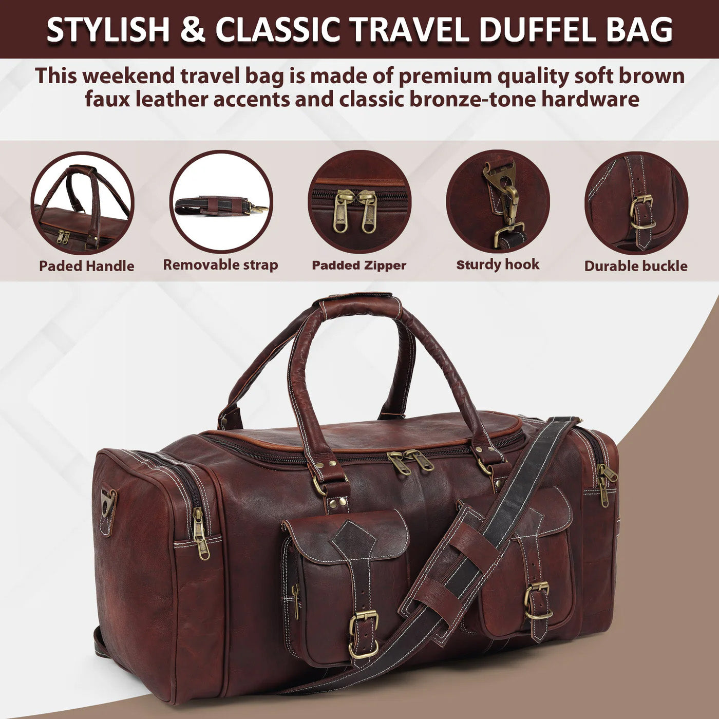Vintage Dark Brown Traveller Duffle Bag - Tampa Home & Garden Store