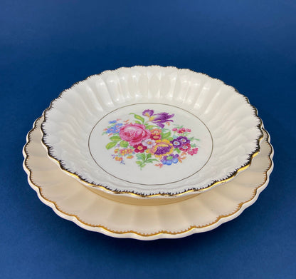 Vintage Dish Set. Leigh Wake by Leigh Potters. Set of 4 Placements: Dinner, Salad Plates, Soup, Salad Bowls, One Serving Dish & Teacups. - Tampa Home & Garden Store