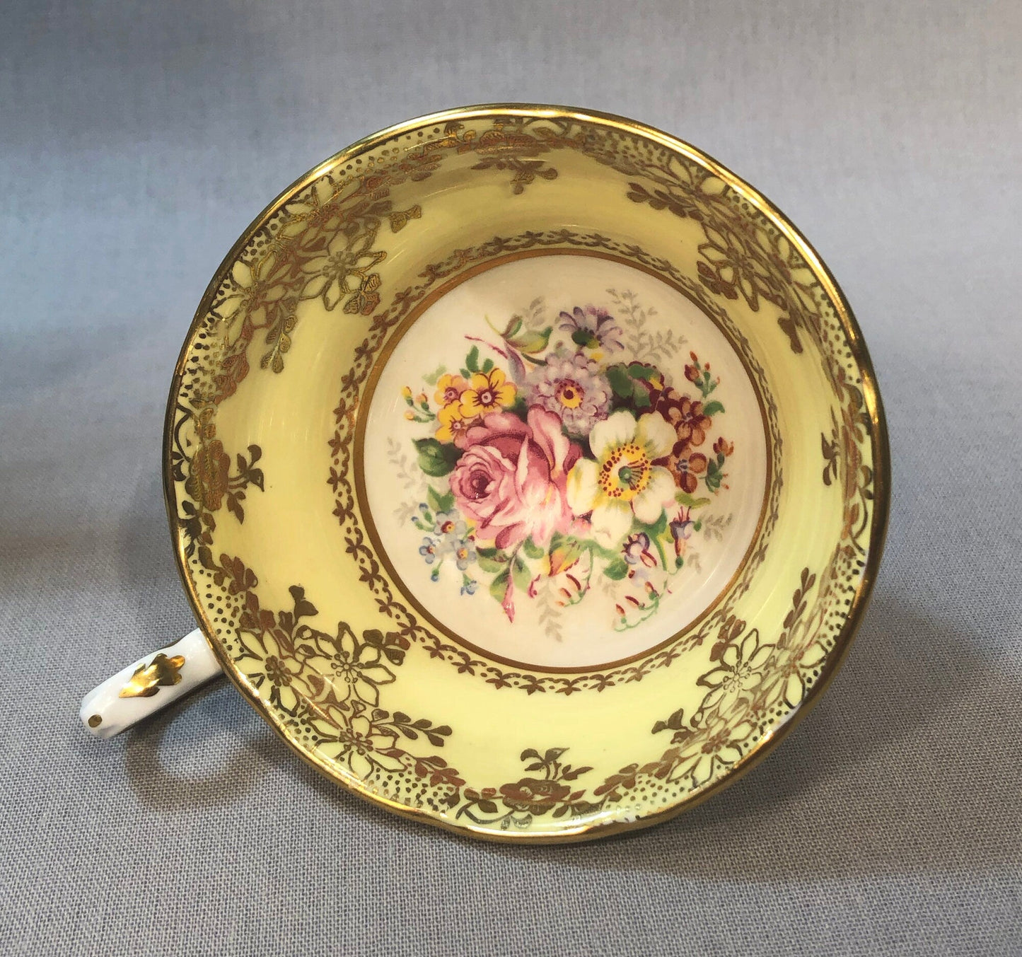 Vintage English Tea Cup by Grosvenor. Yellow Pink Gold Tea Party Set Made in England. - Tampa Home & Garden Store