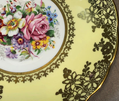 Vintage English Tea Cup by Grosvenor. Yellow Pink Gold Tea Party Set Made in England. - Tampa Home & Garden Store