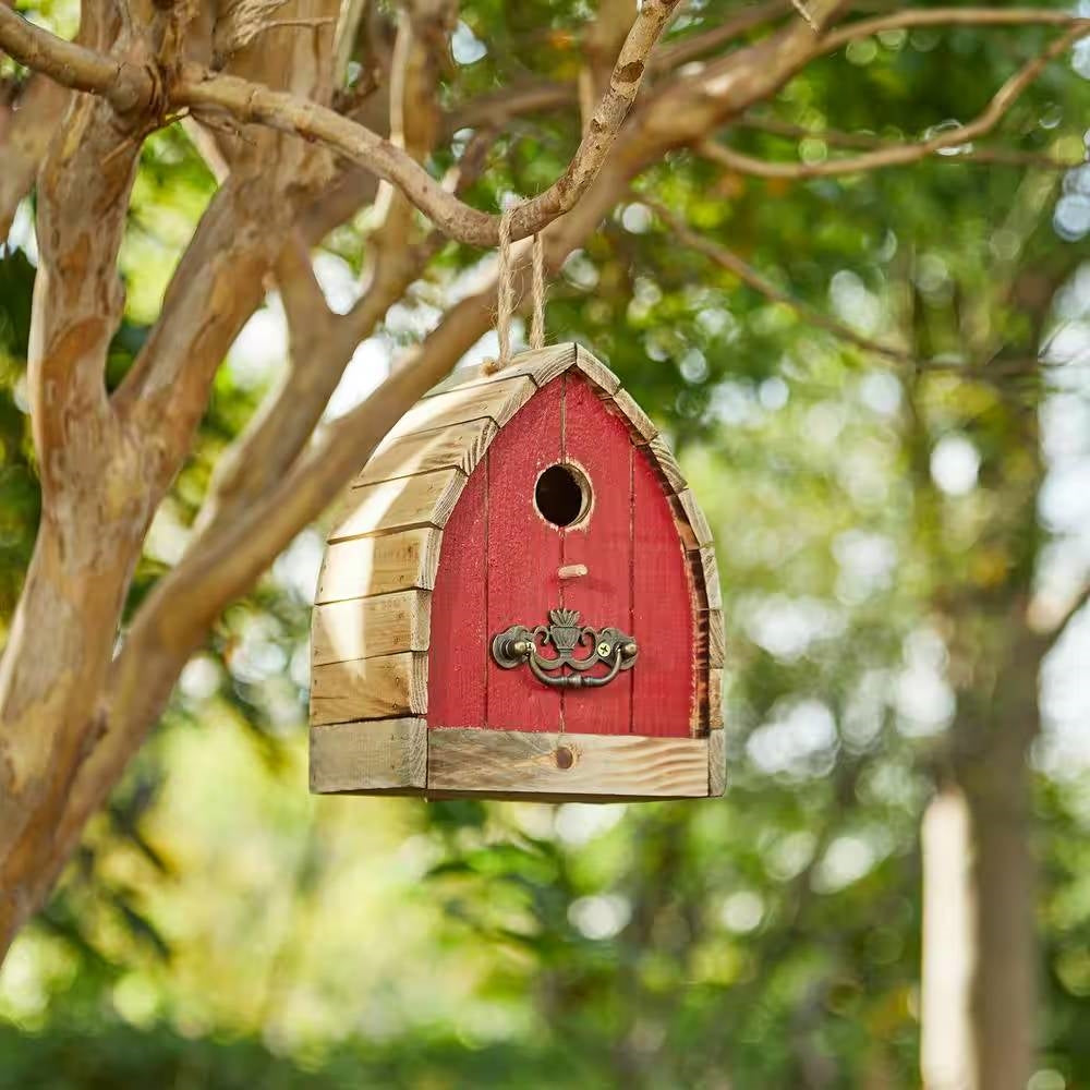 Vintage Farmhouse Style Red Solid Wood Outdoor Birdhouse - Tampa Home & Garden Store