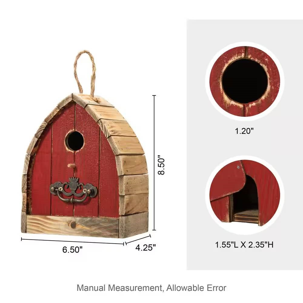 Vintage Farmhouse Style Red Solid Wood Outdoor Birdhouse - Tampa Home & Garden Store