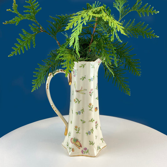 Vintage Fine Bone China Pitcher: Bohemian Chic Floral Vase - Tampa Home & Garden Store