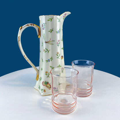 Vintage Fine Bone China Pitcher: Bohemian Chic Floral Vase - Tampa Home & Garden Store